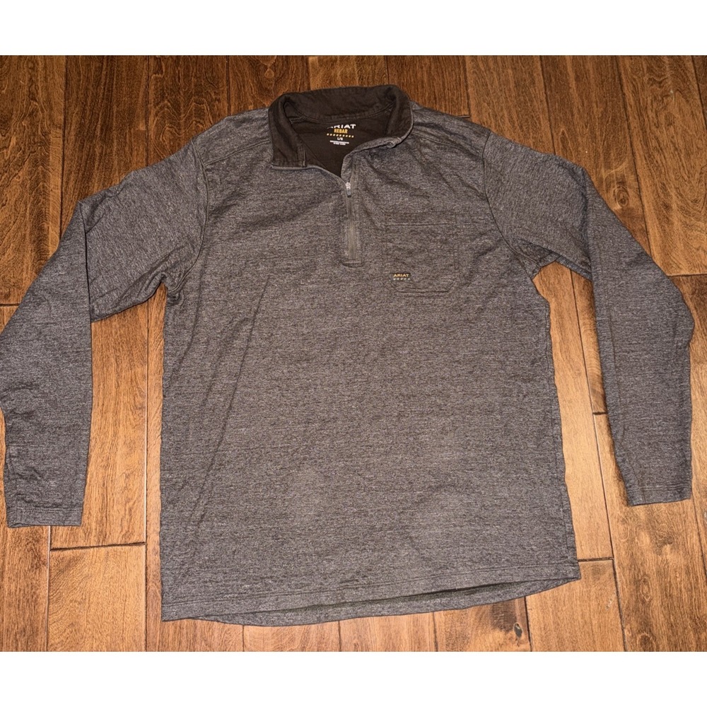 Ariat Rebar Quarter-Zip Pullover Mens Large‎ Brown Workwear Utility Used